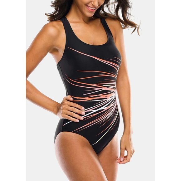 Swimsuit One Piece High-Waist Swimwear Tummy Control Soft Bra Padded Monokini - Picture 2 of 6